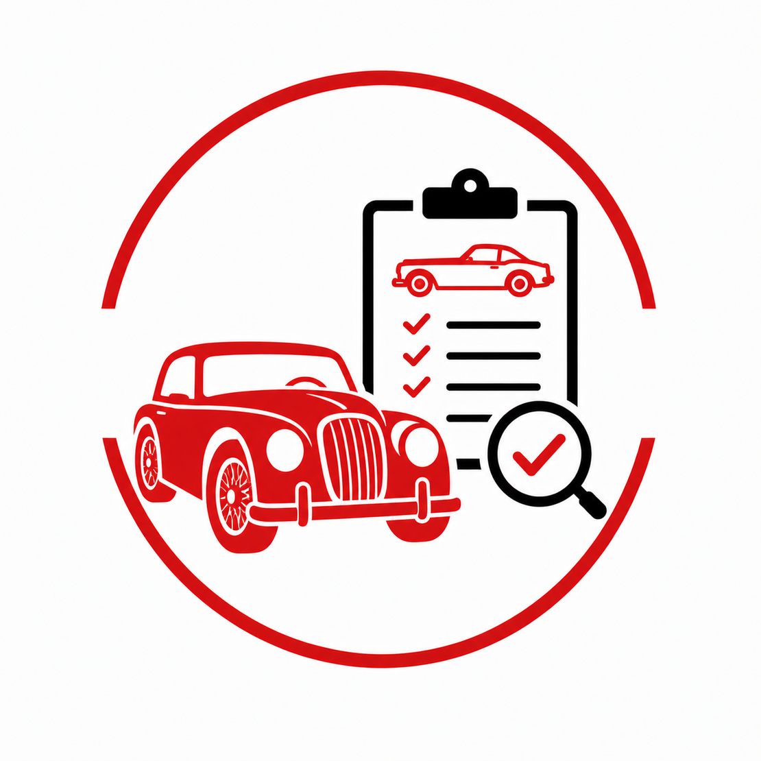 Klassischer Oldtimer wird in einer Halle begutachtet